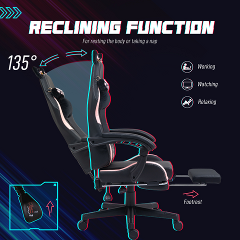 HOMCOM Gaming Chair with Footrest, Reclining Computer Chair