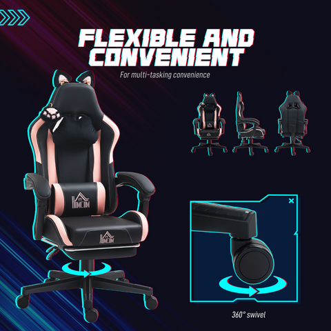 HOMCOM Gaming Chair with Footrest, Reclining Computer Chair
