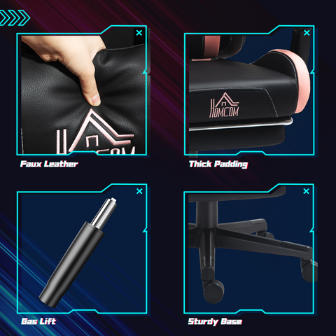HOMCOM Gaming Chair with Footrest, Reclining Computer Chair