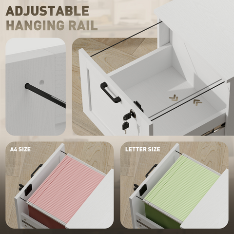 HOMCOM 2-Drawer File Cabinet, Lockable Filing Cabinet for A4 Letter