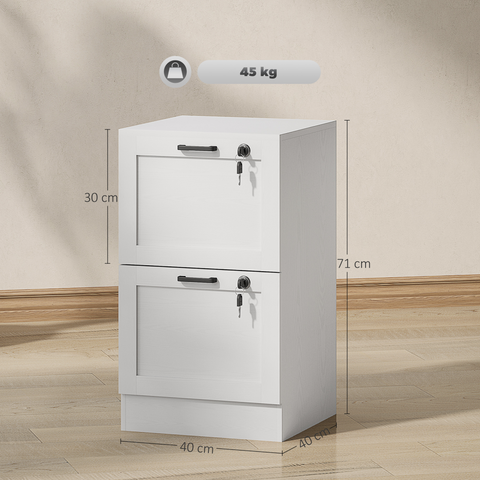 HOMCOM 2-Drawer File Cabinet, Lockable Filing Cabinet for A4 Letter