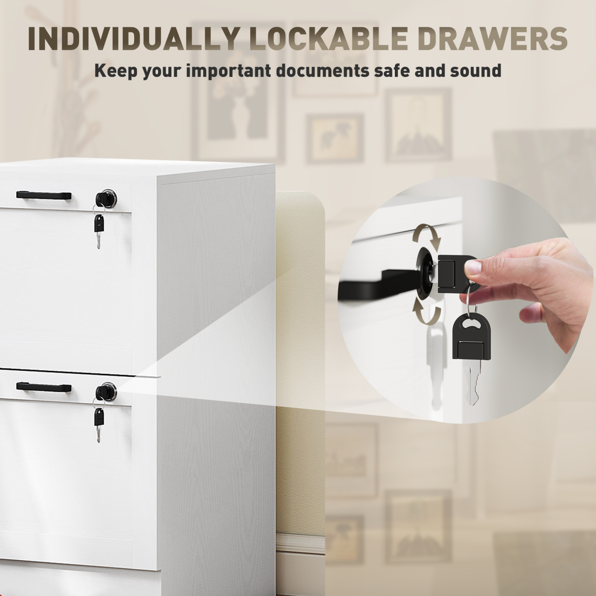 HOMCOM 2-Drawer File Cabinet, Lockable Filing Cabinet for A4 Letter