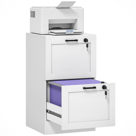 HOMCOM 2-Drawer File Cabinet, Lockable Filing Cabinet for A4 Letter