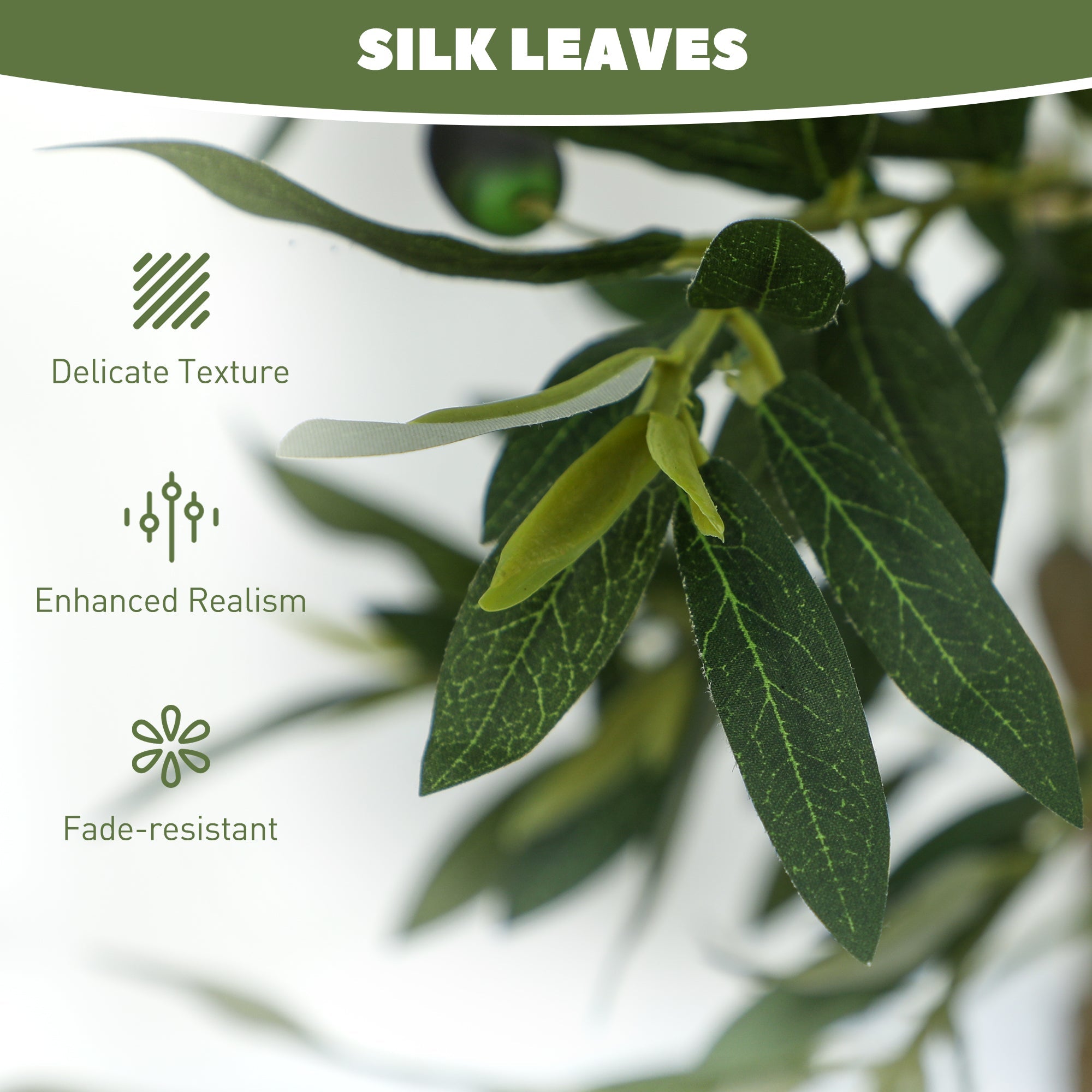 HOMCOM 2 Pack Indoor Artificial Plants, Faux Potted Silk Olive Trees, 120cm