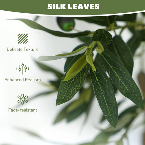 HOMCOM 2 Pack Indoor Artificial Plants, Faux Potted Silk Olive Trees, 120cm