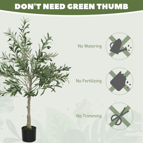 HOMCOM 2 Pack Indoor Artificial Plants, Faux Potted Silk Olive Trees, 120cm