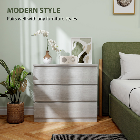 HOMCOM Chest of Drawers, 3 Drawer Storage Cabinet Unit for Bedroom