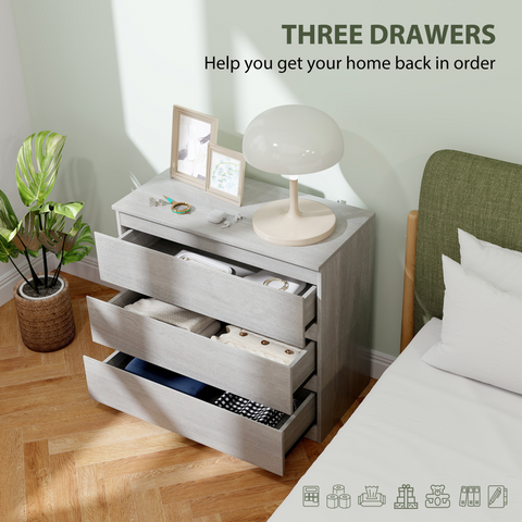 HOMCOM Chest of Drawers, 3 Drawer Storage Cabinet Unit for Bedroom