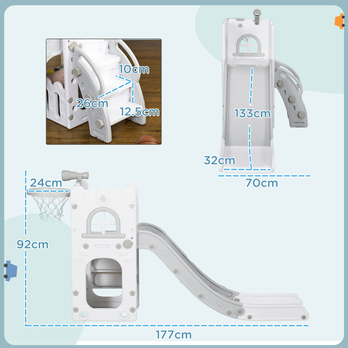 AIYAPLAY 4 in 1 Kids Slide for Indoor Use, for Toddlers 1-3 Years