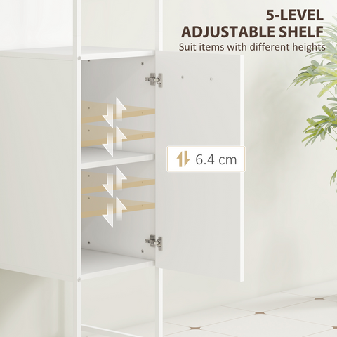 HOMCOM Tall Bathroom Cabinet with 3 Open Shelves Adjustable Shelf