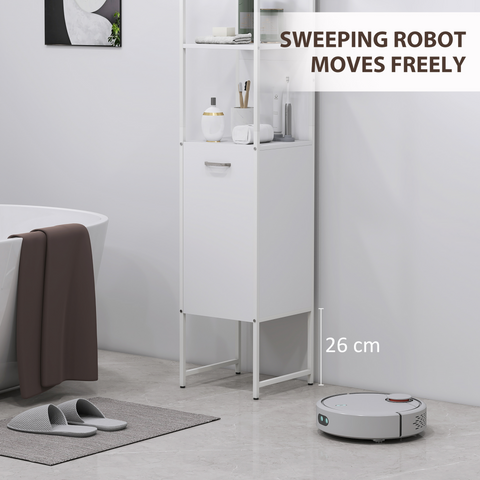 HOMCOM Tall Bathroom Cabinet with 3 Open Shelves Adjustable Shelf
