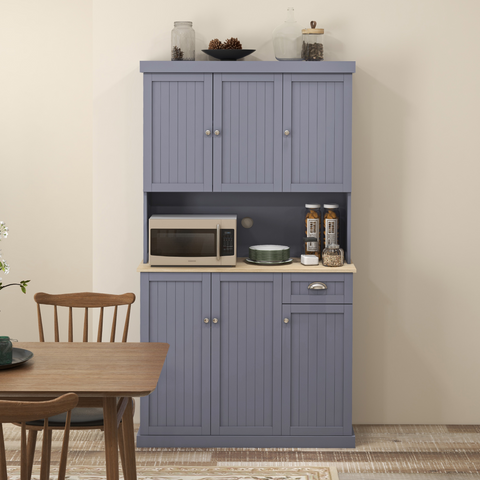 HOMCOM Kitchen Cupboard Storage Cabinet with Adjustable Shelves, Grey