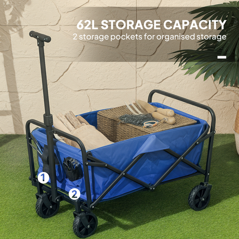 Outsunny 62L Festival Trolley, 120kg Heavy Duty Folding Trolley Cart