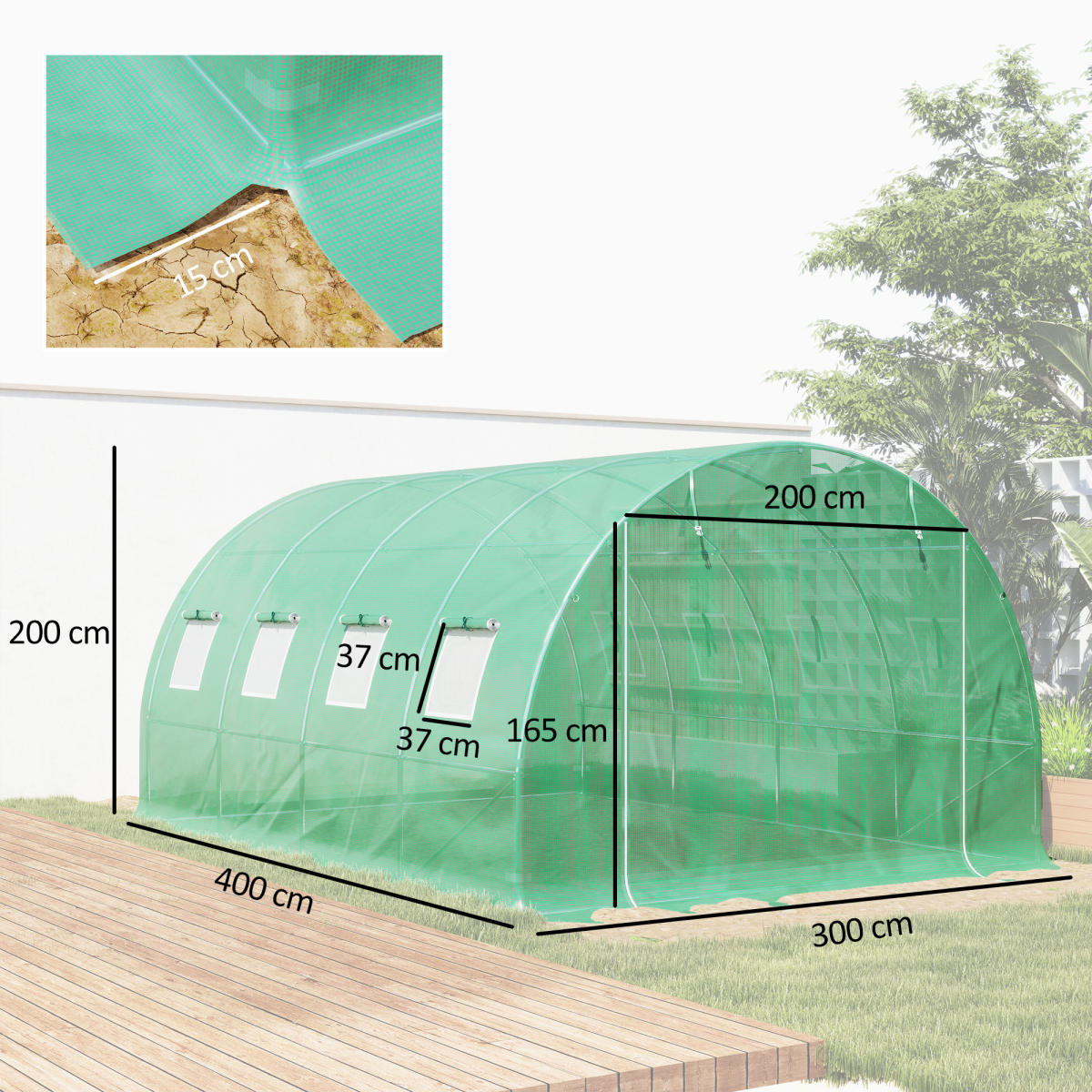 Outsunny 4 x 3 x 2m Greenhouse Replacement Cover ONLY for Tunnel Greenhouse