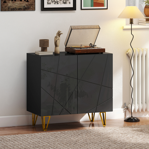 HOMCOM Storage Cabinet, Sideboard with Adjustable Shelf, Black