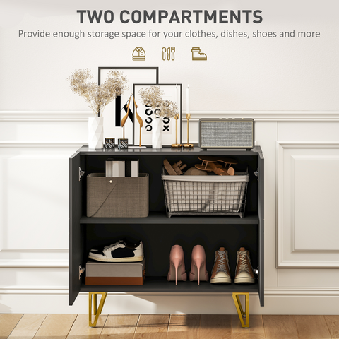 HOMCOM Storage Cabinet, Sideboard with Adjustable Shelf, Black
