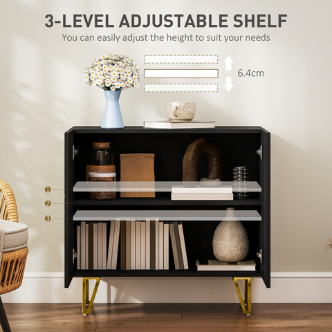HOMCOM Storage Cabinet, Sideboard with Adjustable Shelf, Black
