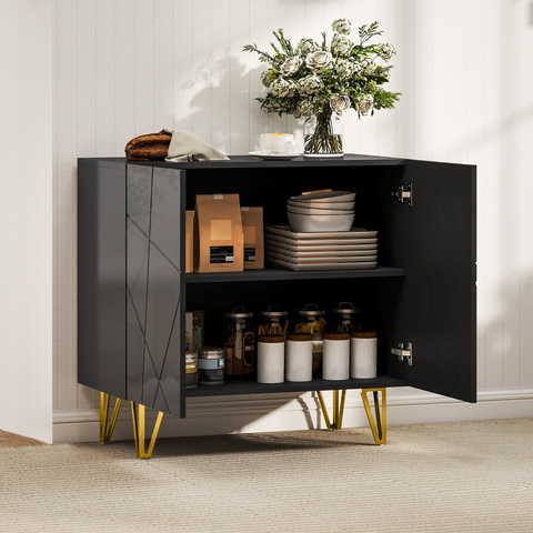 HOMCOM Storage Cabinet, Sideboard with Adjustable Shelf, Black