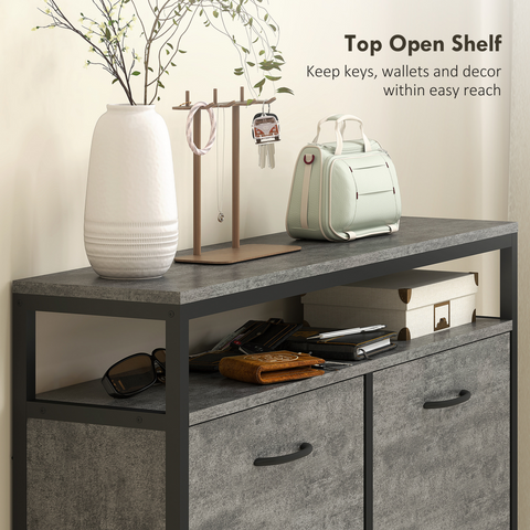 HOMCOM Shoe Cabinet with 4 Flip Drawers, Holds 12-20 Pairs, Cement Grey
