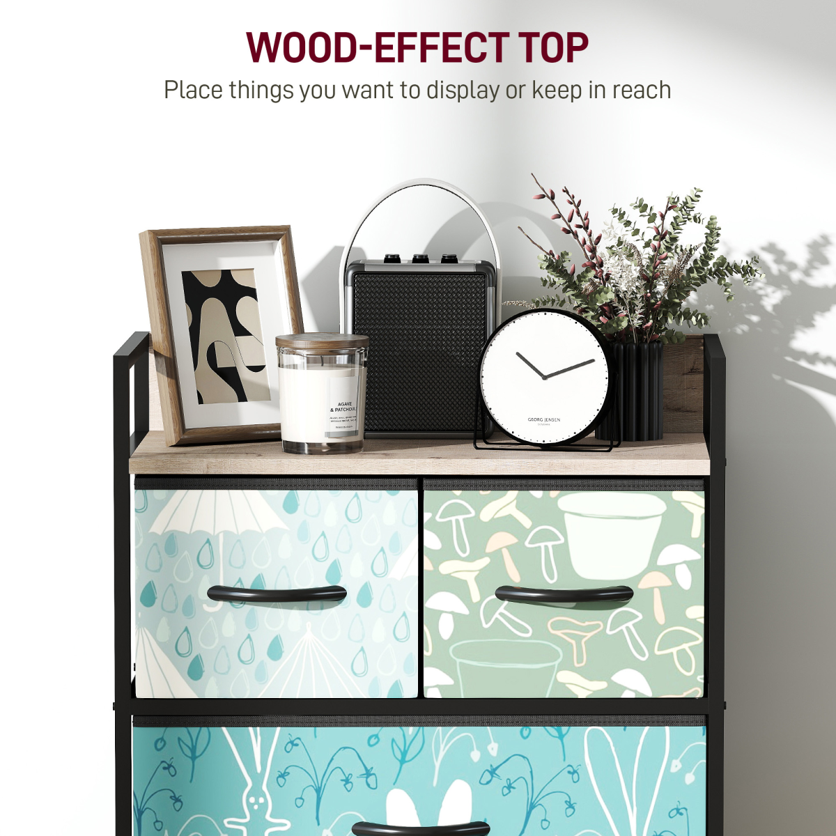 HOMCOM 4 or 5 or 6 or 7 or 8-Drawer Chest of Drawers, Fabric Dresser with Open Shelf