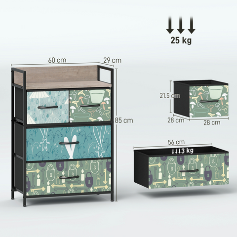 HOMCOM 4 or 5 or 6 or 7 or 8-Drawer Chest of Drawers, Fabric Dresser with Open Shelf