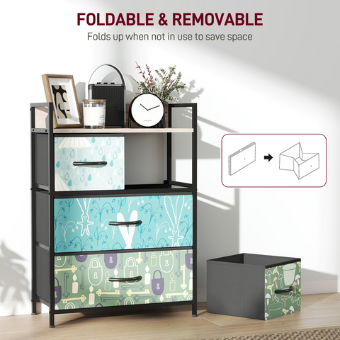 HOMCOM 4 or 5 or 6 or 7 or 8-Drawer Chest of Drawers, Fabric Dresser with Open Shelf