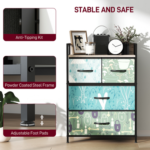 HOMCOM 4 or 5 or 6 or 7 or 8-Drawer Chest of Drawers, Fabric Dresser with Open Shelf