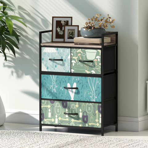 HOMCOM 4 or 5 or 6 or 7 or 8-Drawer Chest of Drawers, Fabric Dresser with Open Shelf