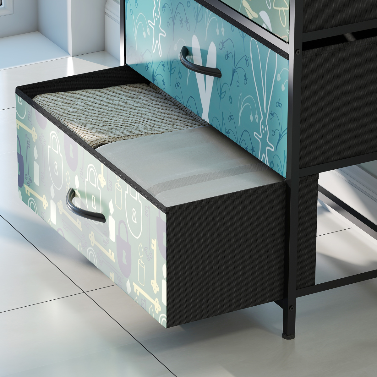 HOMCOM 4 or 5 or 6 or 7 or 8-Drawer Chest of Drawers, Fabric Dresser with Open Shelf