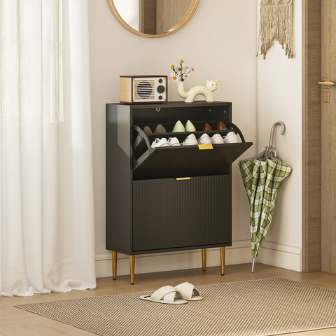 HOMCOM Slim Shoe Storage Cabinet with 2 or 3 or 4 Flip Drawers for Hallway