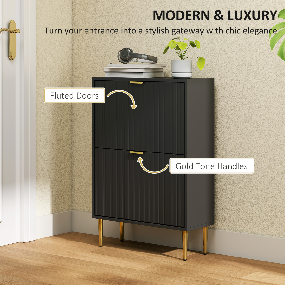 HOMCOM Slim Shoe Storage Cabinet with 2 or 3 or 4 Flip Drawers for Hallway