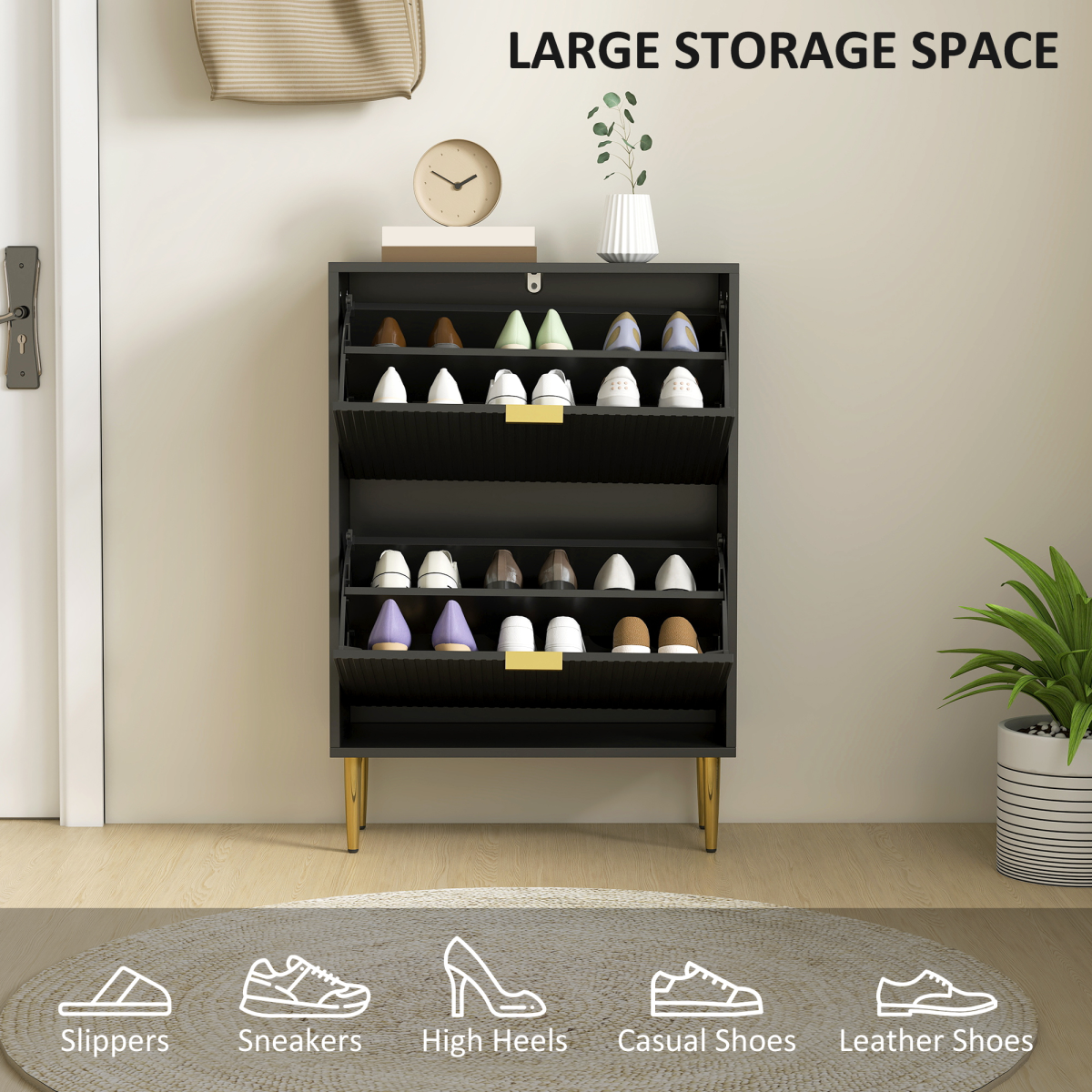 HOMCOM Slim Shoe Storage Cabinet with 2 or 3 or 4 Flip Drawers for Hallway
