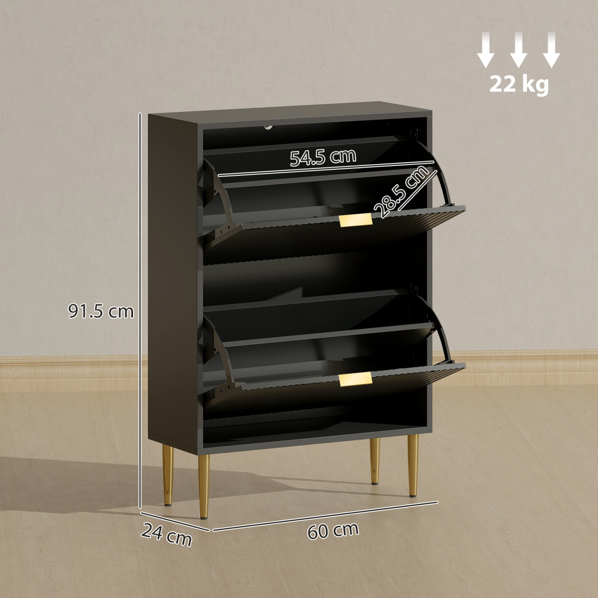 HOMCOM Slim Shoe Storage Cabinet with 2 or 3 or 4 Flip Drawers for Hallway