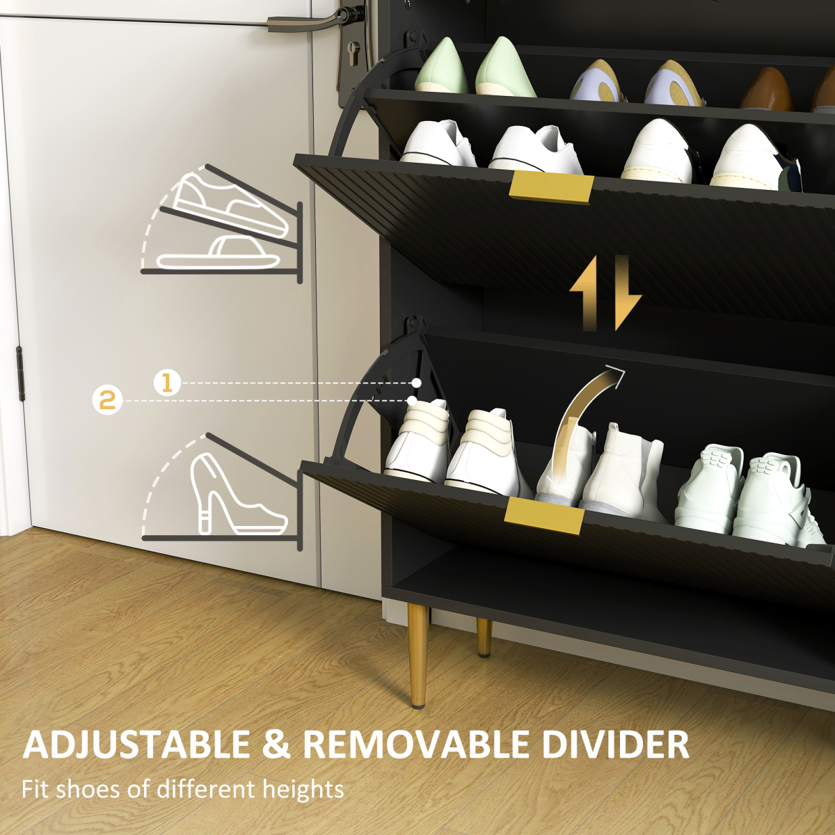 HOMCOM Slim Shoe Storage Cabinet with 2 or 3 or 4 Flip Drawers for Hallway