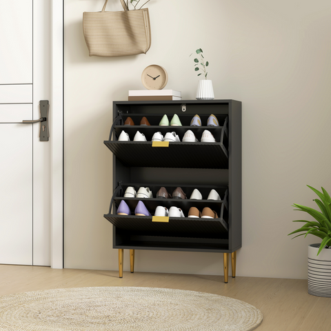HOMCOM Slim Shoe Storage Cabinet with 2 or 3 or 4 Flip Drawers for Hallway