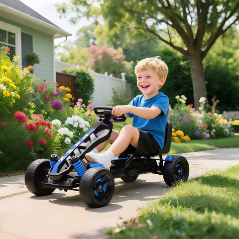 AIYAPLAY Pedal Go Kart with Automatic Clutch, for Ages 3-6 Years, Blue