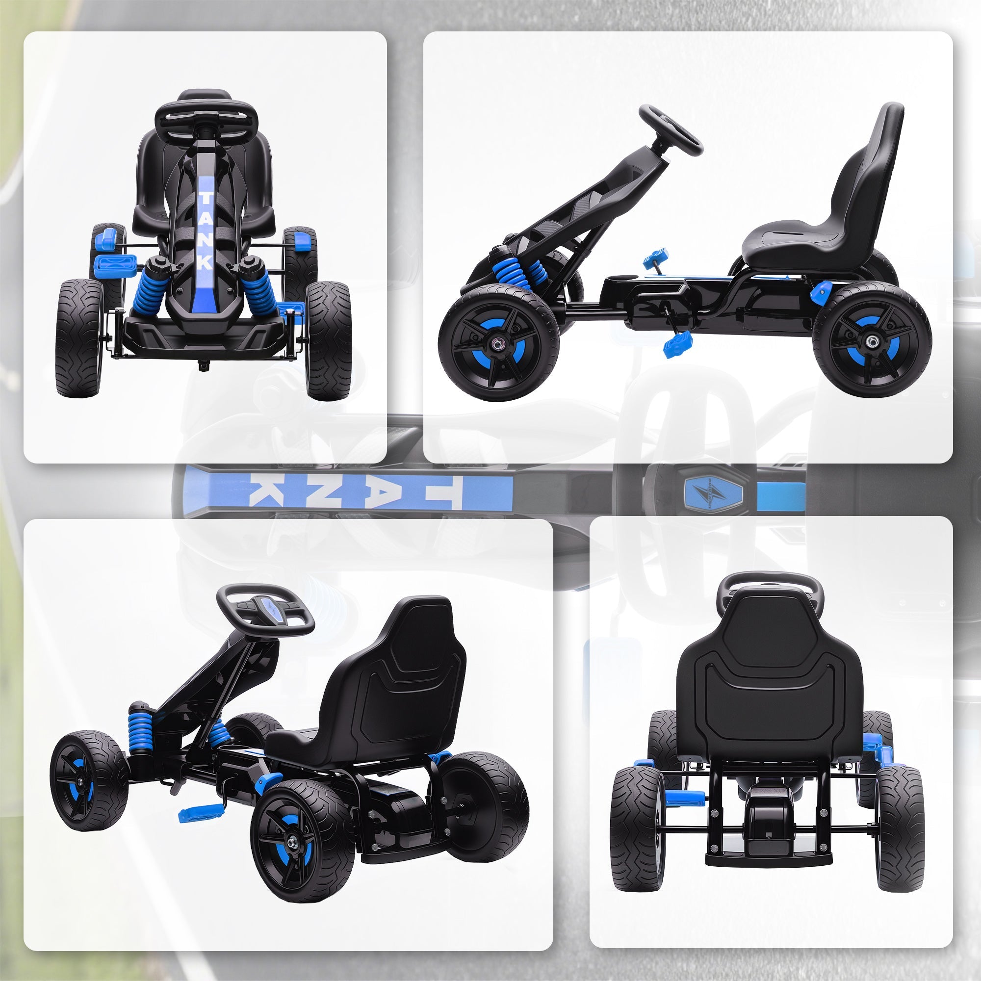 AIYAPLAY Pedal Go Kart with Automatic Clutch, for Ages 3-6 Years, Blue