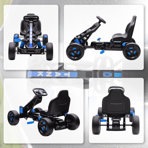 AIYAPLAY Pedal Go Kart with Automatic Clutch, for Ages 3-6 Years, Blue