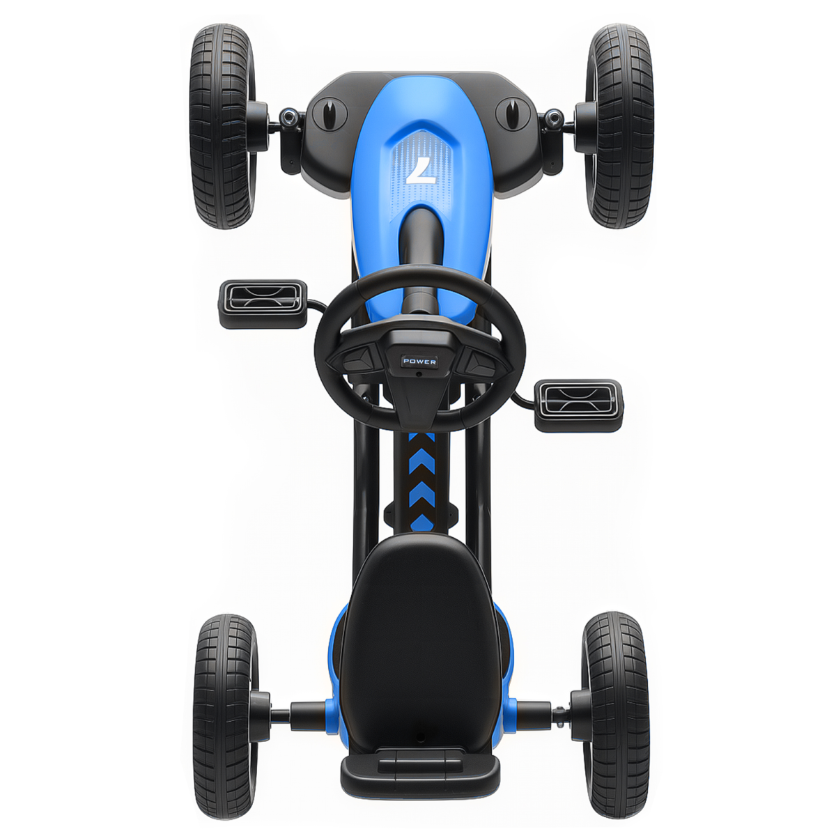 AIYAPLAY Pedal Go-Kart for Kids with Silent EVA Wheels, Metal Frame, Blue