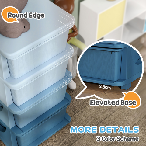 HOMCOM Kids Storage Units with Drawers 3 or 4 Tier Chest Dresser Tower Blue