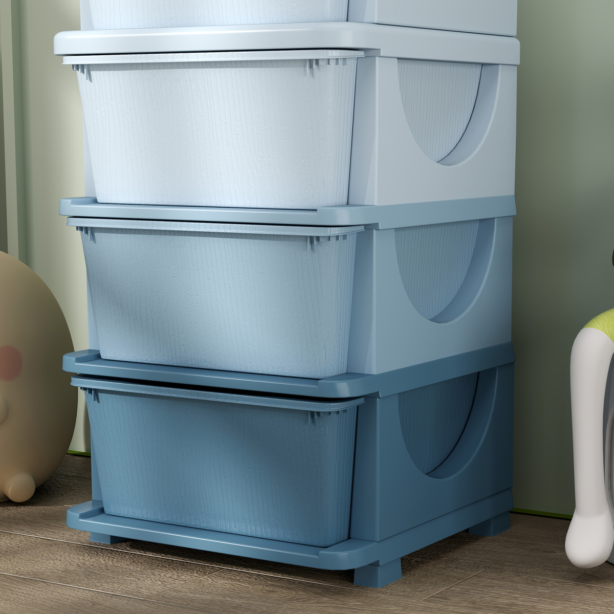 HOMCOM Kids Storage Units with Drawers 3 or 4 Tier Chest Dresser Tower Blue