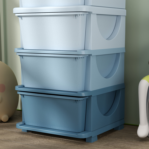 HOMCOM Kids Storage Units with Drawers 3 or 4 Tier Chest Dresser Tower Blue