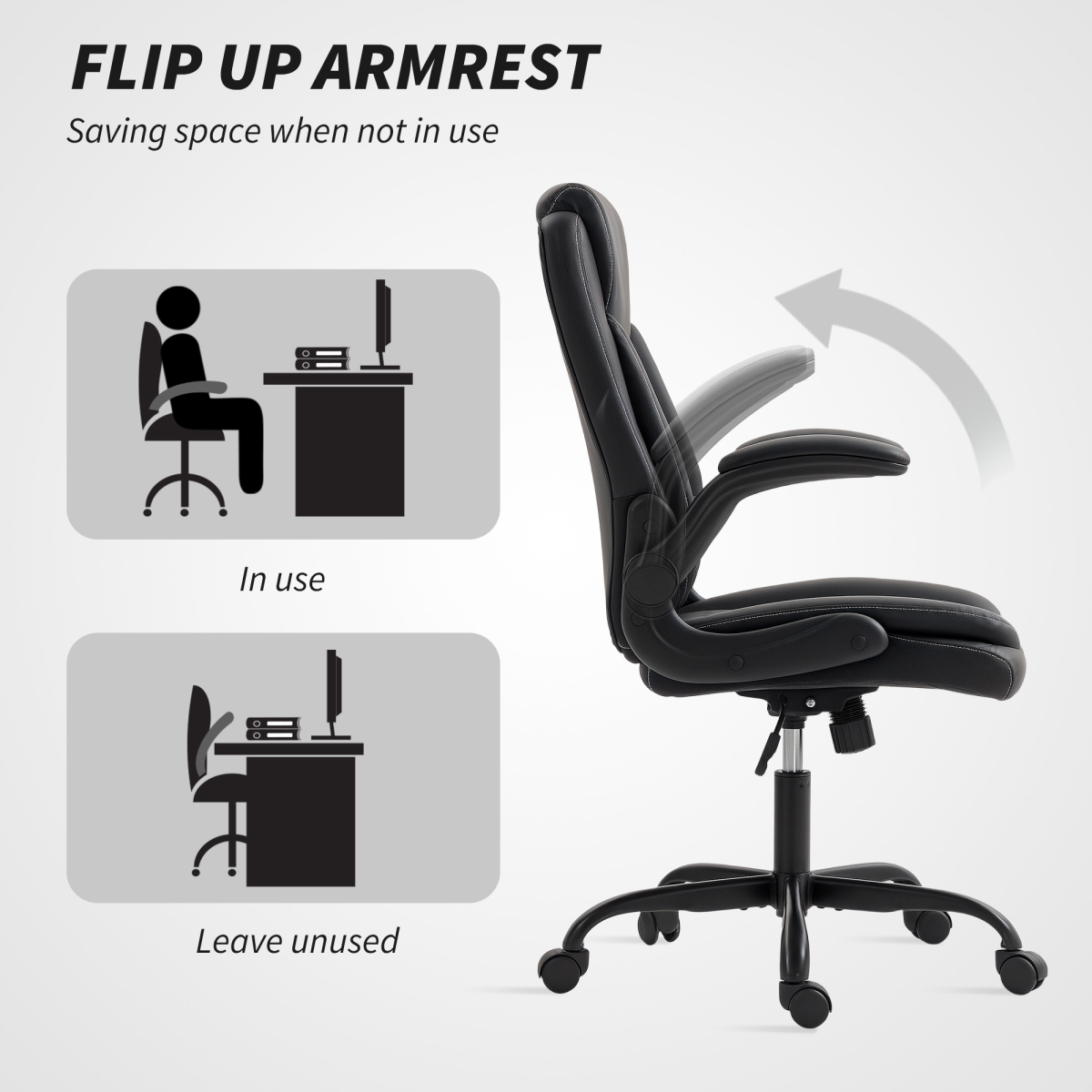 HOMCOM PU Leather Office Desk Chair with Thick Cushion