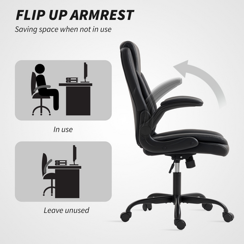 HOMCOM PU Leather Office Desk Chair with Thick Cushion