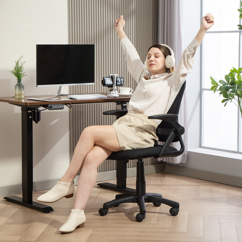 HOMCOM Ergonomic Swivel Computer Chair with Flip-up Armrests