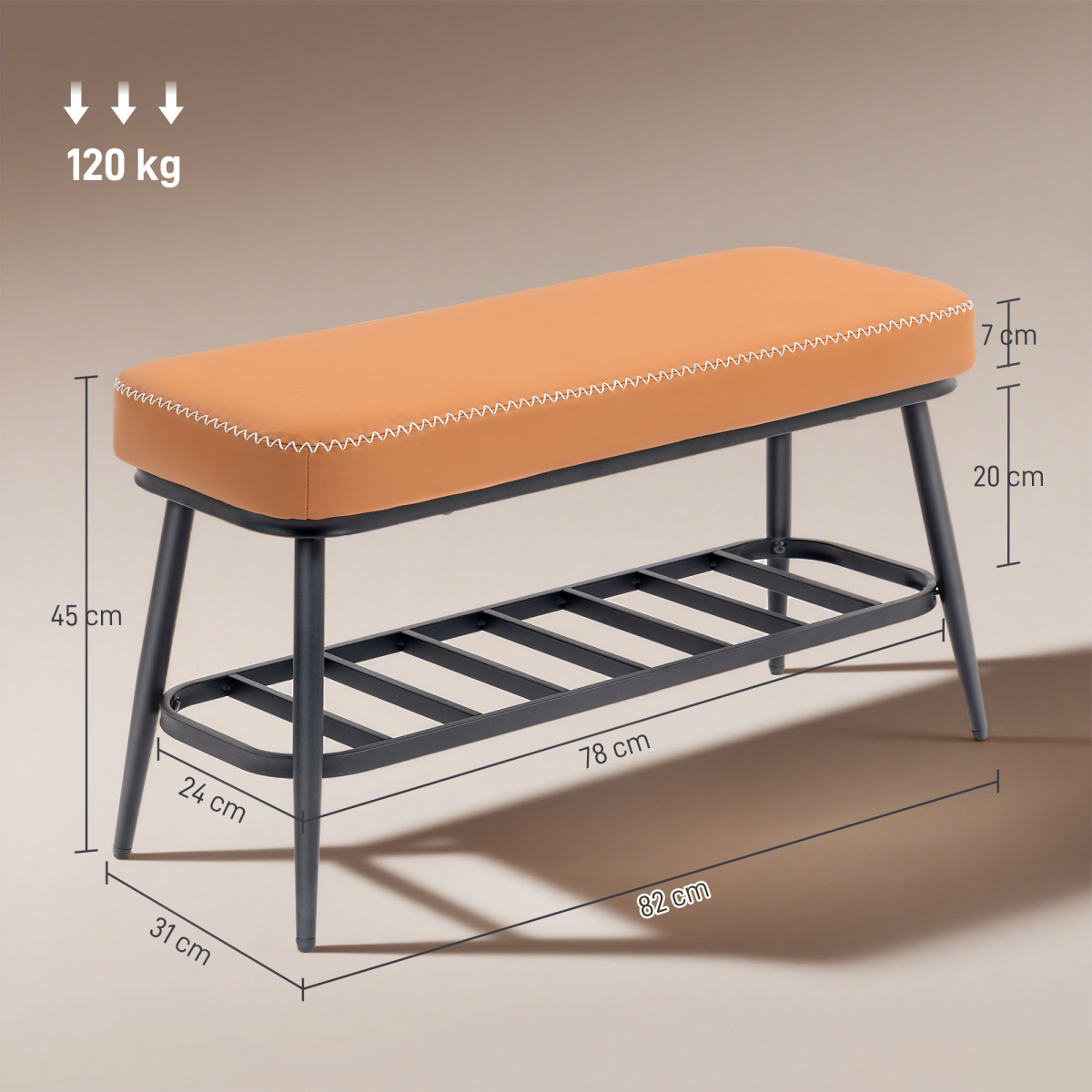 HOMCOM Shoe Bench, PU Leather Shoe Storage Bench for Entryway