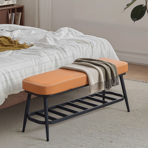 HOMCOM Shoe Bench, PU Leather Shoe Storage Bench for Entryway