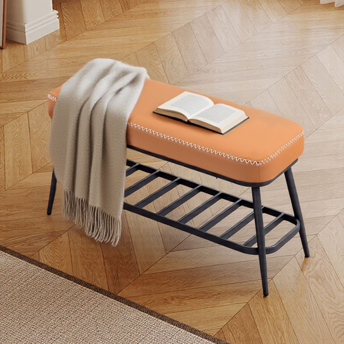 HOMCOM Shoe Bench, PU Leather Shoe Storage Bench for Entryway