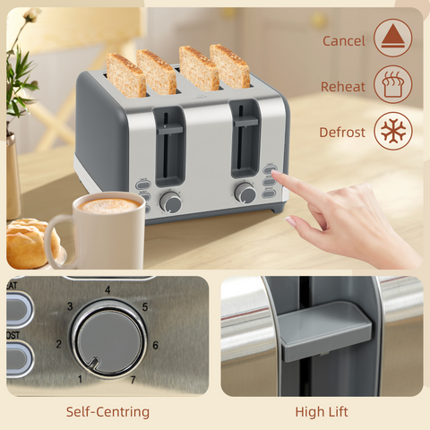 HOMCOM 1.7L 3000W Quick Boil Kettle and 4 Slice Toaster Set Crumb Tray
