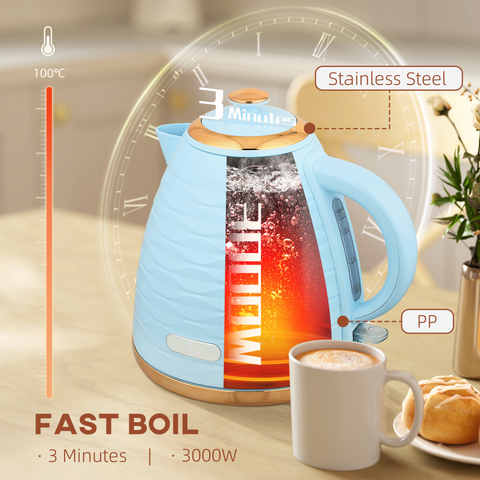 HOMCOM Electric Kettle, Fast Boil, 1.7L, 3kW, Swivel